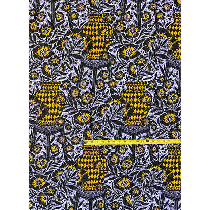 African Print Fabric/ Ankara - Orange, Purple 'Calabash Secrets' Design, 1 YARD