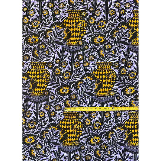 African Print Fabric/ Ankara - Orange, Purple 'Calabash Secrets' Design, 1 YARD