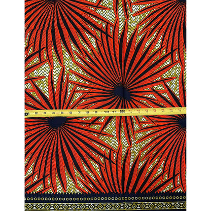 African Print Fabric/Ankara - Orange, Brown, Black "Solar Flare" Design, Per Yard