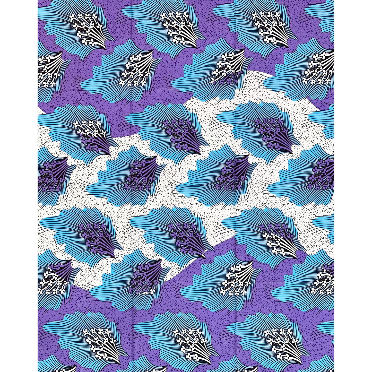 African Print Fabric/ Ankara - Purple, Blue, Brown, Off-White "The Necessary Things", 1 Yard