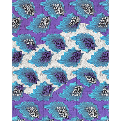 African Print Fabric/ Ankara - Purple, Blue, Brown, Off-White "The Necessary Things", 1 Yard