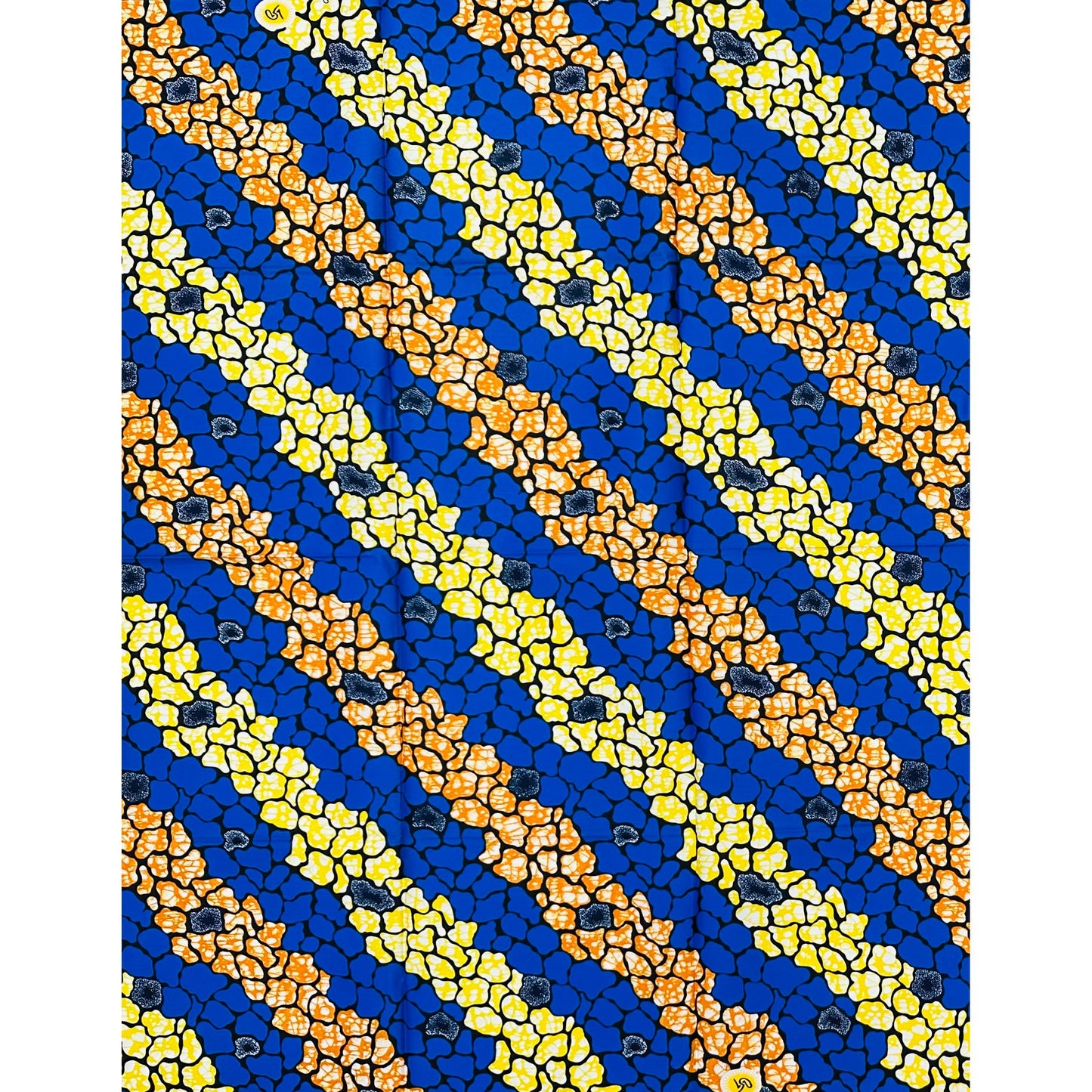 African Print Fabric/ Ankara - Blue, Yellow, Brown ' Trade Winds of Kano', 1 YARD