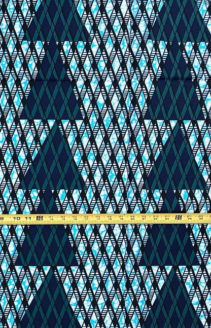 African Print Fabric/ Ankara - Blue, Teal ‘The Architect of Abeokuta', 1 Yard