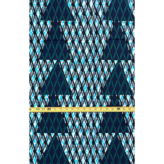 African Print Fabric/ Ankara - Blue, Teal ‘The Architect of Abeokuta', 1 Yard