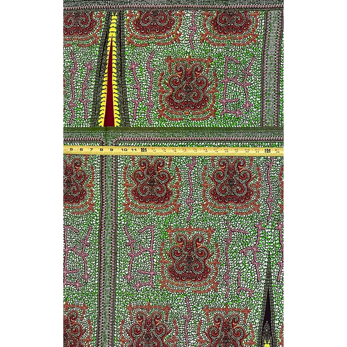African Print Fabric/ Ankara - Green, Brown 'Afia Umari,' YARD or WHOLESALE