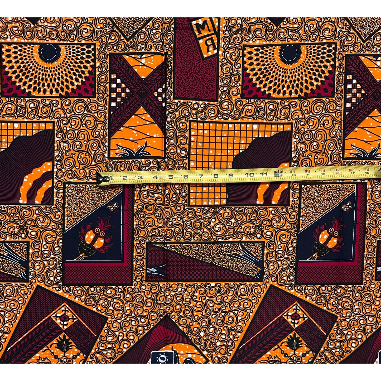 African Print Fabric/ Ankara - Orange, Black, Red 'Legacy Wrapper' Design