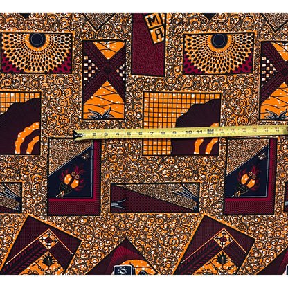 African Print Fabric/ Ankara - Orange, Black, Red 'Legacy Wrapper' Design