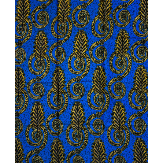 African Print Fabric/ Ankara - Blue, Brown 'Dynasty,' YARD