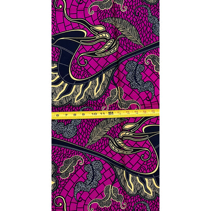 African Print Fabric/ Ankara - Purple, Blue, Brown ‘Akwaba Secrets' Design, 1 YARD