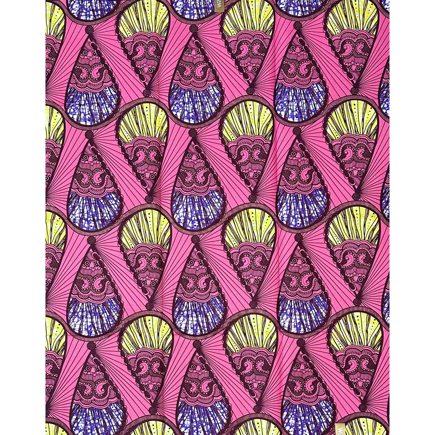 African Print Fabric/ Ankara - Pink, Purple, Yellow "Soft Flex" Design, Yard
