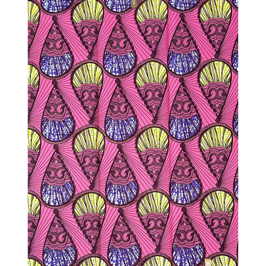 African Print Fabric/ Ankara - Pink, Purple, Yellow "Soft Flex" Design, Yard