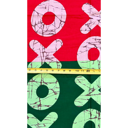 African Print Fabric/ Ankara - Red, Blue, Green 'Kiss & Kulture Block', Yard or Wholesale
