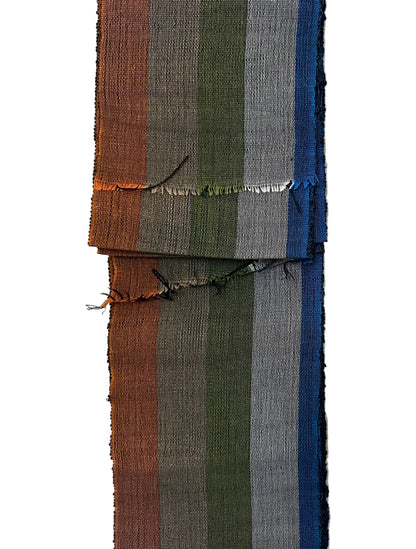 Aso-Oke Fabric / Yoruba Hand-Woven Textile – Orange, Khaki, Green, Gray, Blue ‘Grace’, Per Yard