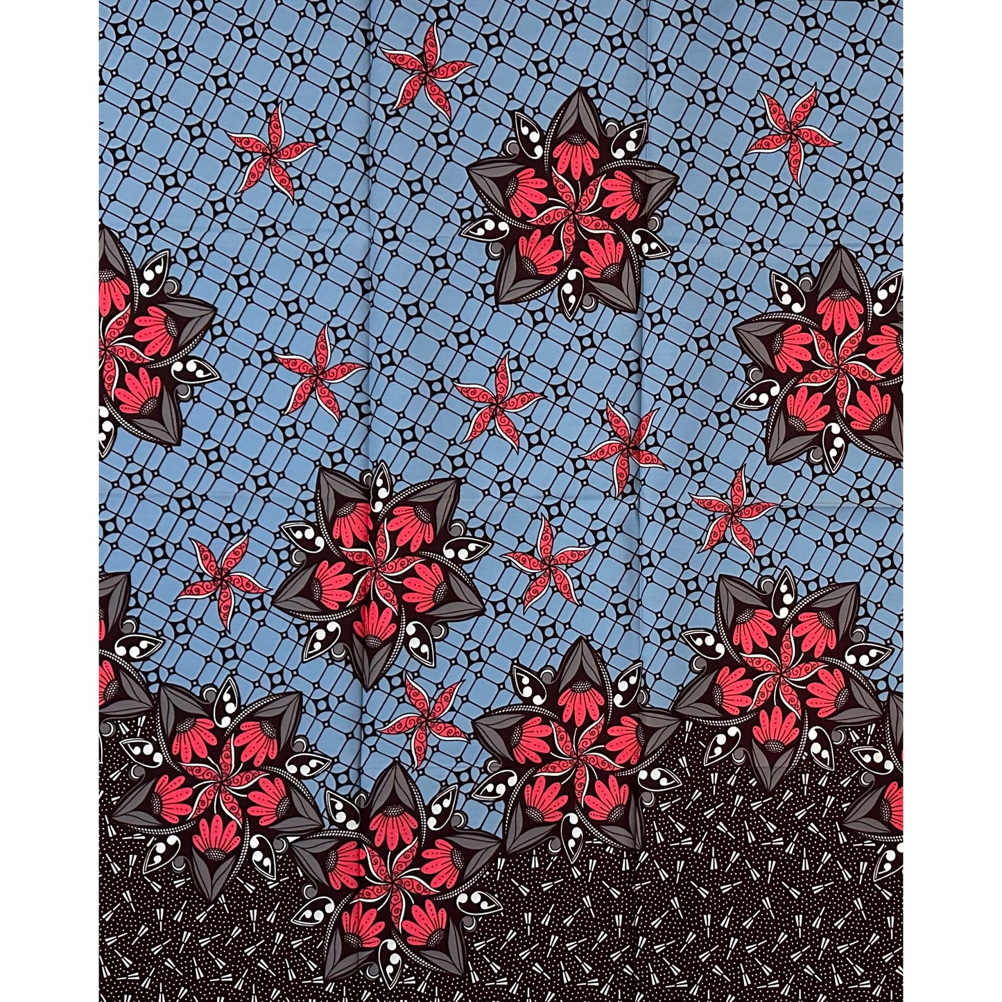 African Print Fabric/ Ankara - Pink, Gray, Brown ‘Anya Stars' Design, 1 Yard
