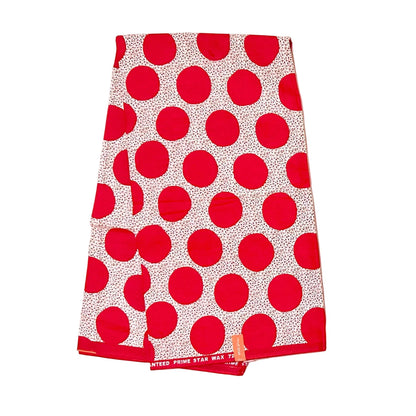 African Print Fabric/ Ankara - Red, White, Brown 'Dot Com' Design, YARD or WHOLESALE