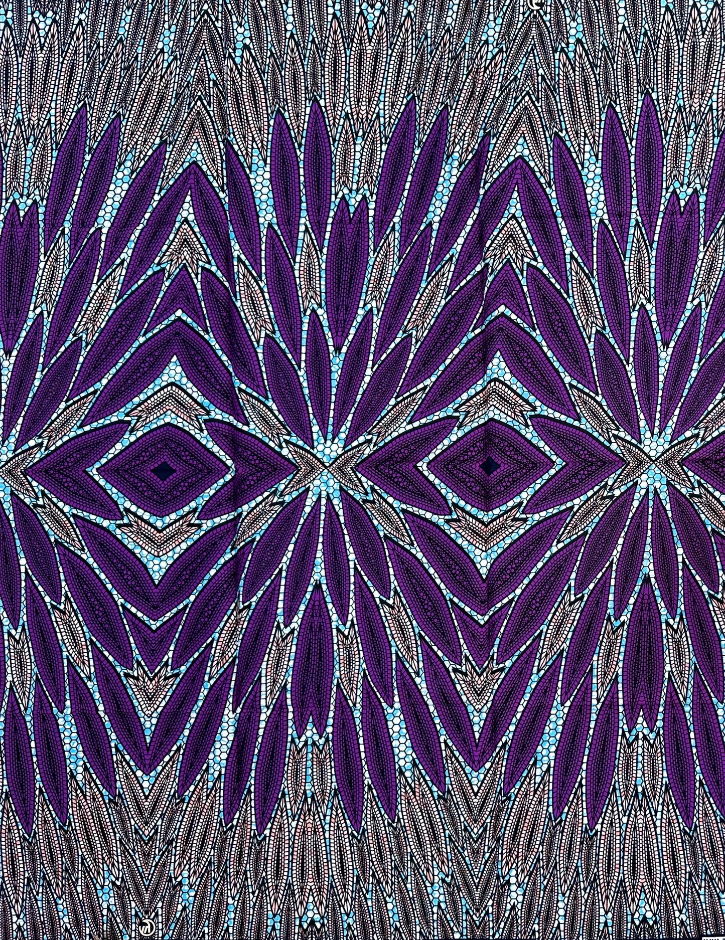 African Print Fabric/ Ankara - Purple, Blue, Pink ‘The Chairwoman' Design, 1 YARD