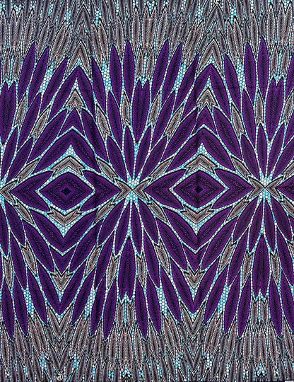 African Print Fabric/ Ankara - Purple, Blue, Pink ‘The Chairwoman' Design, 1 YARD