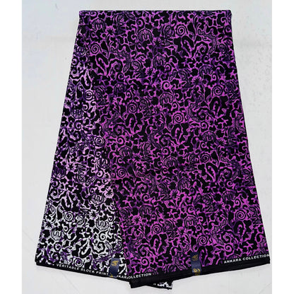 African Fabric/ Ankara - Shades of Purple, Black 'Sasha' Design, YARD or WHOLESALE
