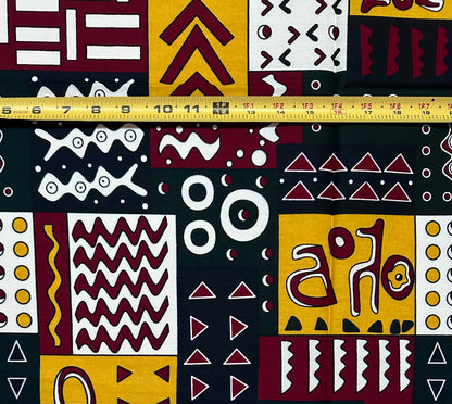 African Print Fabric/ Ankara - Yellow, Brown, Black "The Vision Board", 1 YARD