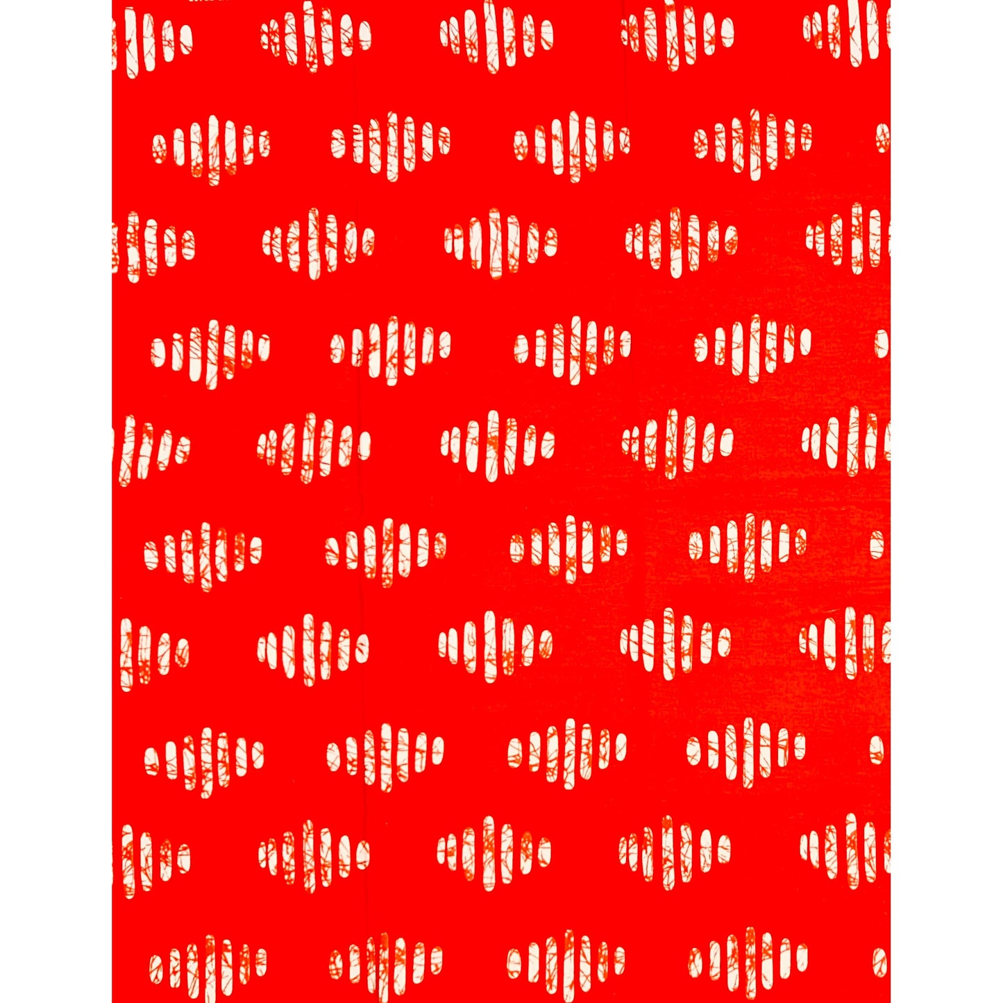 African Print Fabric/ Ankara - Red, White 'Fire Morse' Design, YARD or WHOLESALE