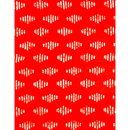 African Print Fabric/ Ankara - Red, White 'Fire Morse' Design, YARD or WHOLESALE