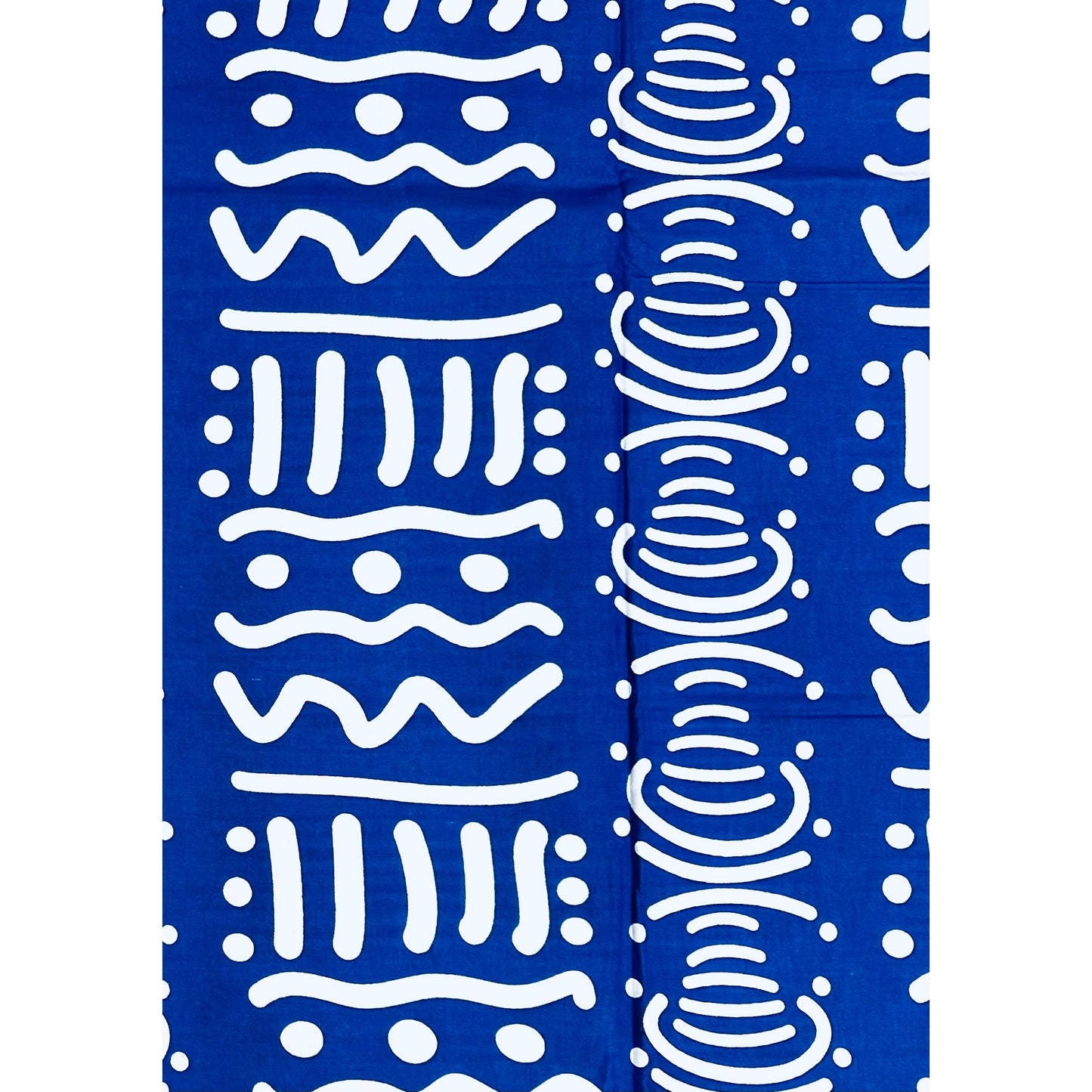 African Print Fabric/ Ankara - Blue, White 'Nuru Script', Per Yard or Wholesale