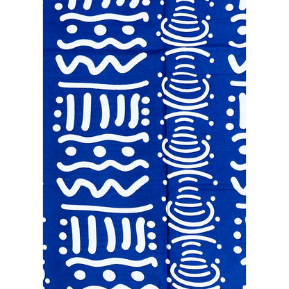 African Print Fabric/ Ankara - Blue, White 'Nuru Script', Per Yard or Wholesale