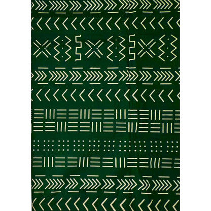 African Print Fabric/ Ankara - Green, Cream 'Taye Legacy' Design, YARD or WHOLESALE
