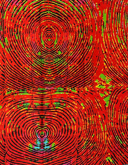 African Print Fabric/ Ankara - Bright Red - Dark Orange, Black, Green 'Fire Print’, YARD or WHOLESALE