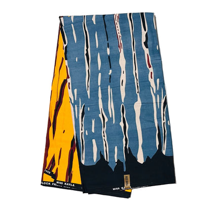 African Print Fabric/ Ankara - Yellow, Blue, Brown, Black, Beige 'Crossing Quietly' Design, Yard or Wholesale