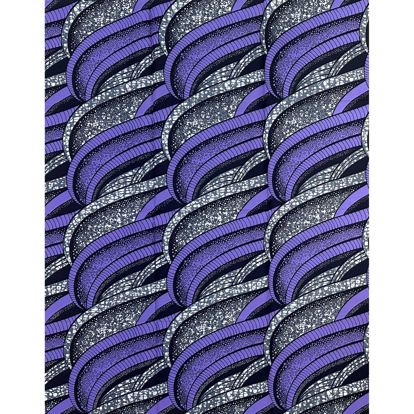 African Print Fabric/Ankara - Purple, Gray “Labalaba Waves" Design, 1 Yard