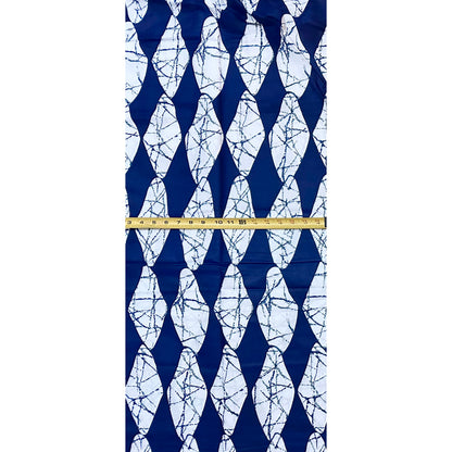 African Print Fabric/ Ankara - Blue, White 'Jester,' YARD or WHOLESALE