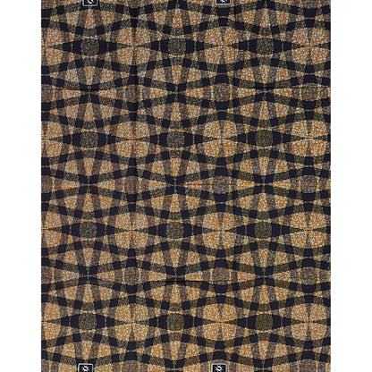 African Print Fabric/ Ankara - Navy, Brown ‘City Accord' Design, 1 YARD