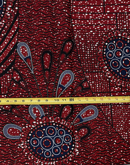 African Print Fabric/ Ankara - Brown, Navy, Black 'Bolo, Bolo', 1 YARD