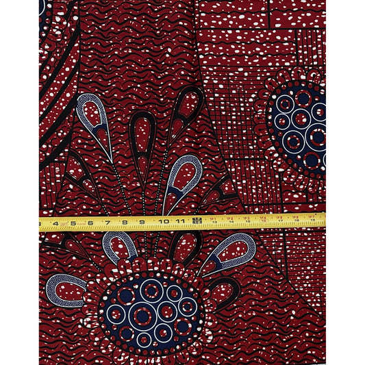 African Print Fabric/ Ankara - Brown, Navy, Black 'Bolo, Bolo', 1 YARD