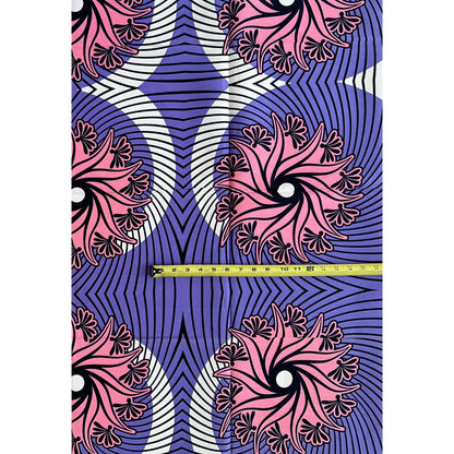 African Print Fabric/ Ankara - Purple, Pink “Opará Lotus', YARD or WHOLESALE