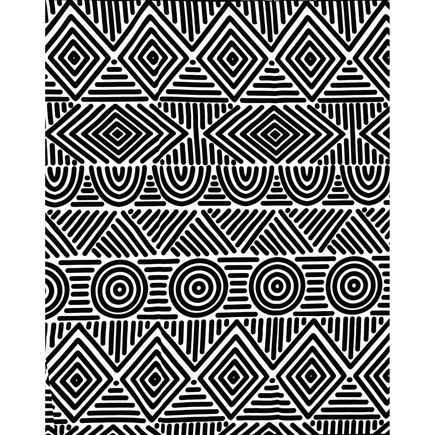 African Print Fabric/ Ankara - White, Black 'Wakanda Cipher’, YARD or WHOLESALE