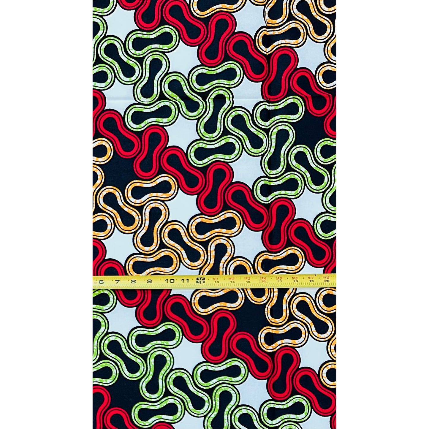 African Print Fabric/ Ankara - Red, Orange, Green 'No Loose Ends' Design