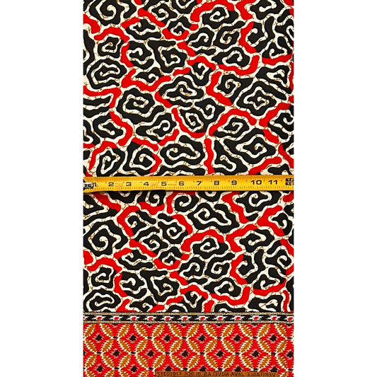 African Print Fabric/ Ankara - Red, Black, Brown ‘Aso Eniyan' Design, 2/3rd YARD