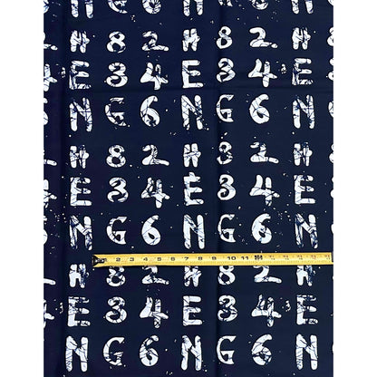 African Print Fabric/ Ankara - Blue, White 'Do The Math', Yard or Wholesale