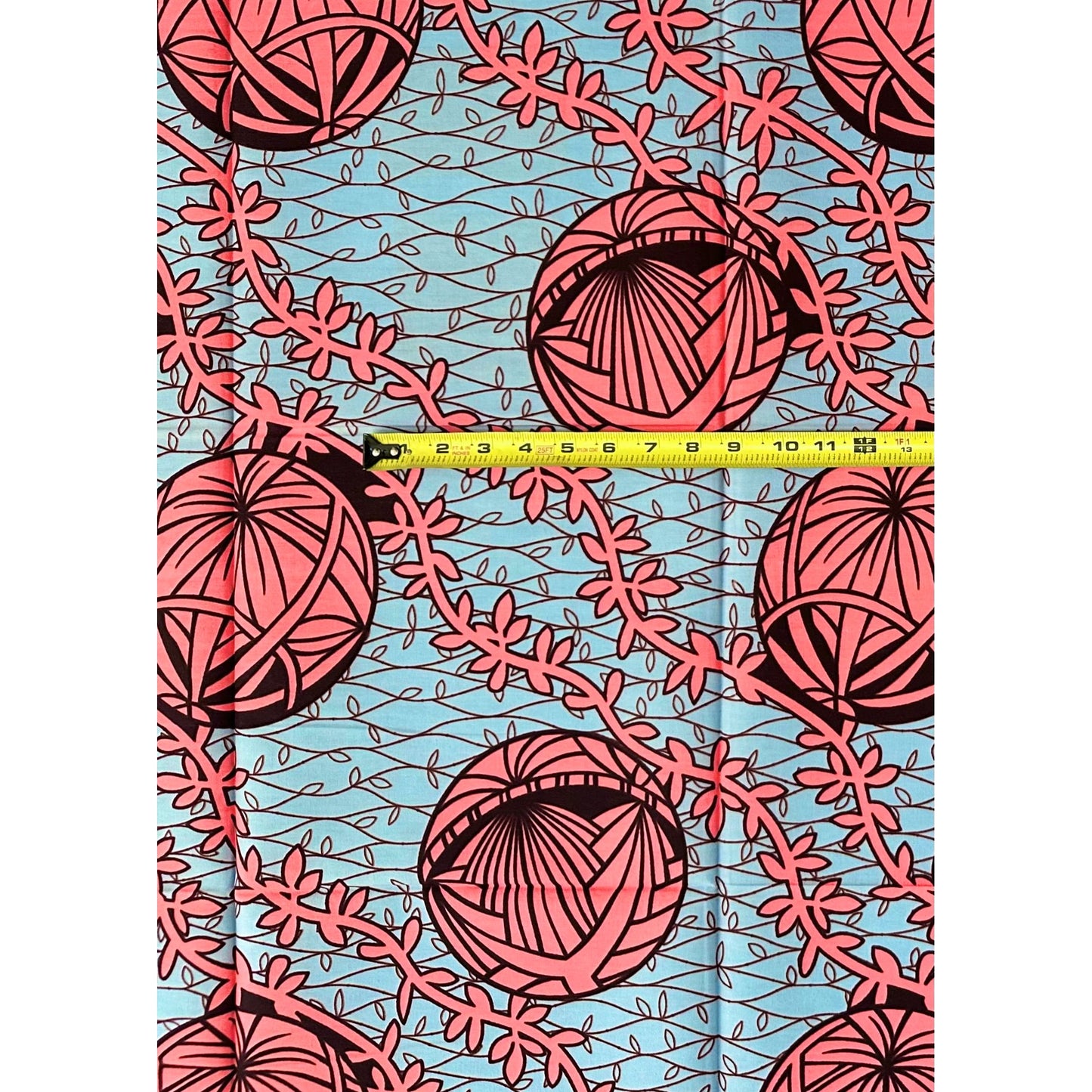 African Print Fabric/Ankara - Gray, Pink "Nkata Orbs" Design **Slightly Flawed**