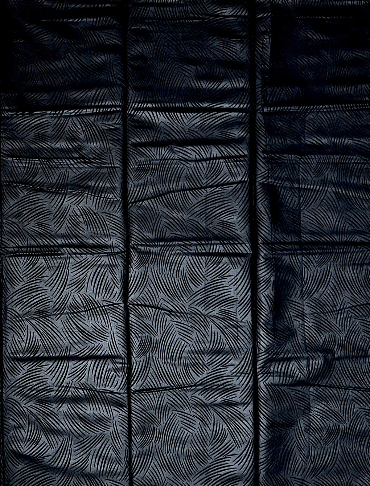 African Print Fabric/ Ankara - Solid Black, Embossed “Obsidian Leaves” Per Yard or Wholesale