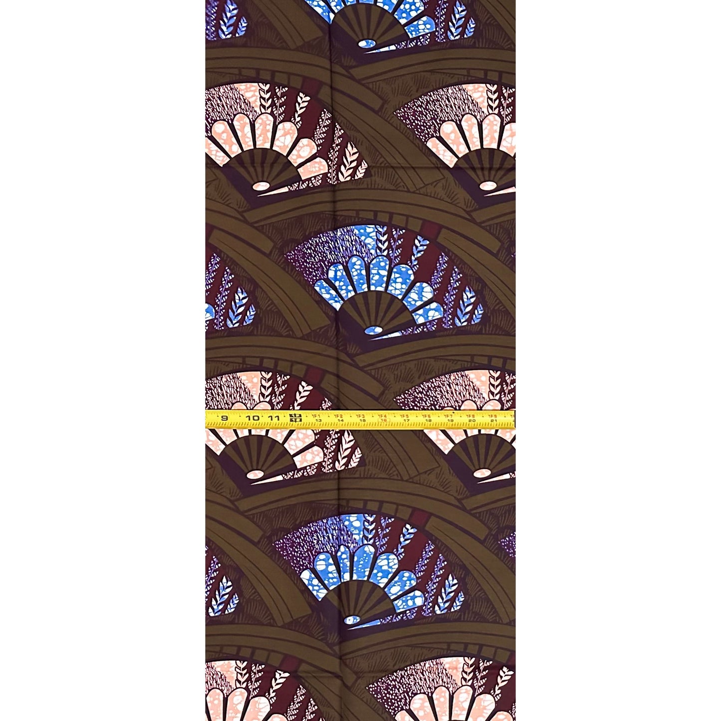 African Print Fabric/ Ankara - Brown, Blue, Pink, Purple "Midnight Fan Society " Design, Yard