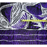 African Print Fabric/ Ankara - Purple, Black, White 'Nguvu' Design, YARD or WHOLESALE