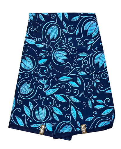 African Print Fabric/ Ankara - Shades of Blue 'The Quiet Estate', Yard or Wholesale