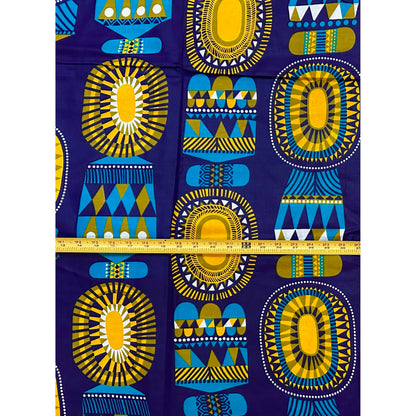 African Print Fabric/Ankara - Blue, Yellow, Green ‘Abundance & Blessings' Design, YARD or WHOLESALE