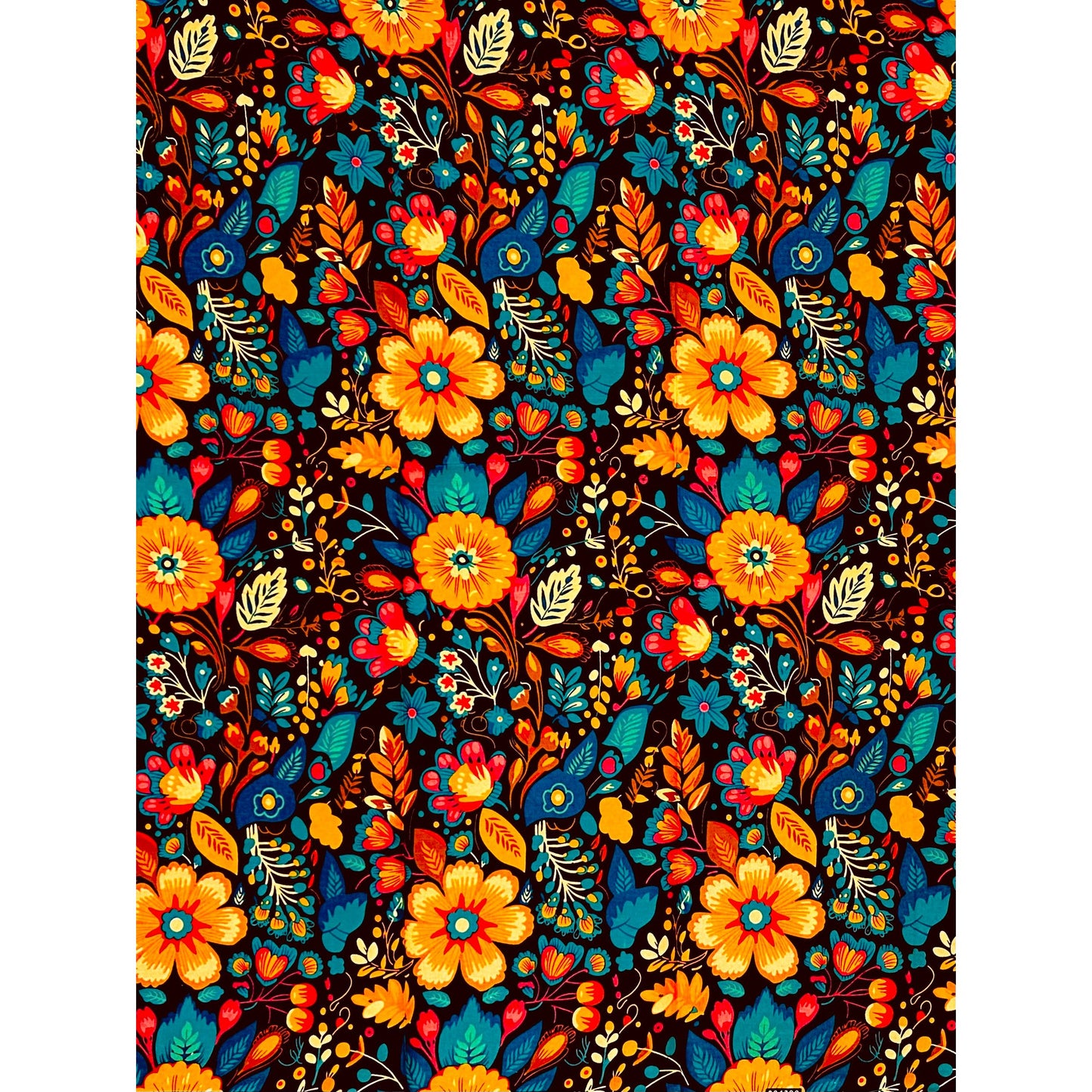 African Print Fabric/ Ankara - Navy, Orange, Yellow, Teal, Pink 'Last Song' Design, YARD or WHOLESALE
