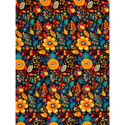 African Print Fabric/ Ankara - Navy, Orange, Yellow, Teal, Pink 'Last Song' Design, YARD or WHOLESALE