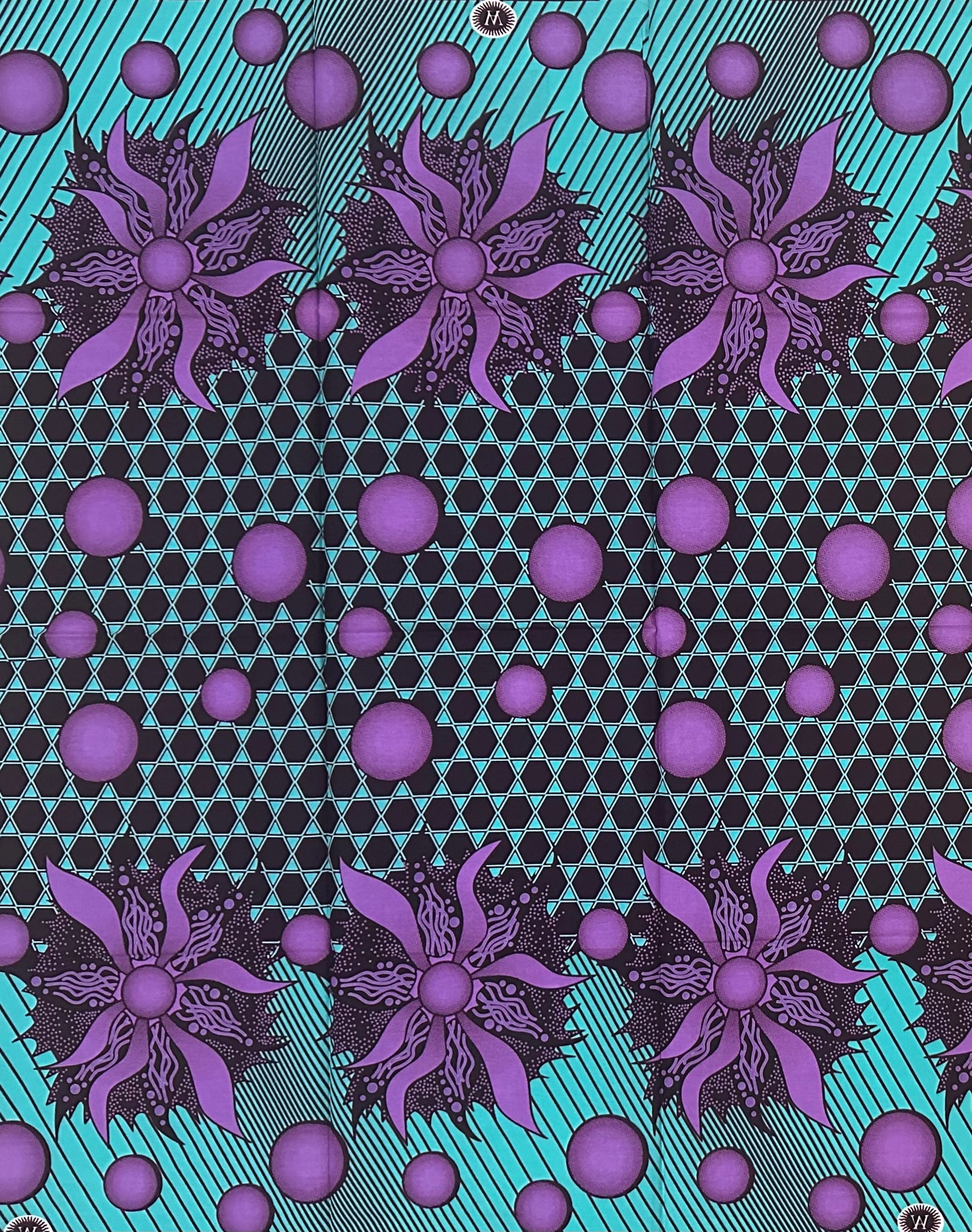 African Print Fabric/ Ankara - Purple, Turquoise, Brown 'Protect Your Peace,’ 1 YARD
