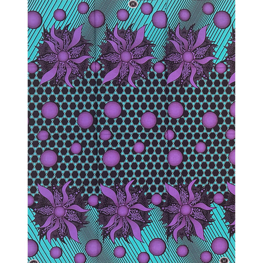 African Print Fabric/ Ankara - Purple, Turquoise, Brown 'Protect Your Peace,’ 1 YARD